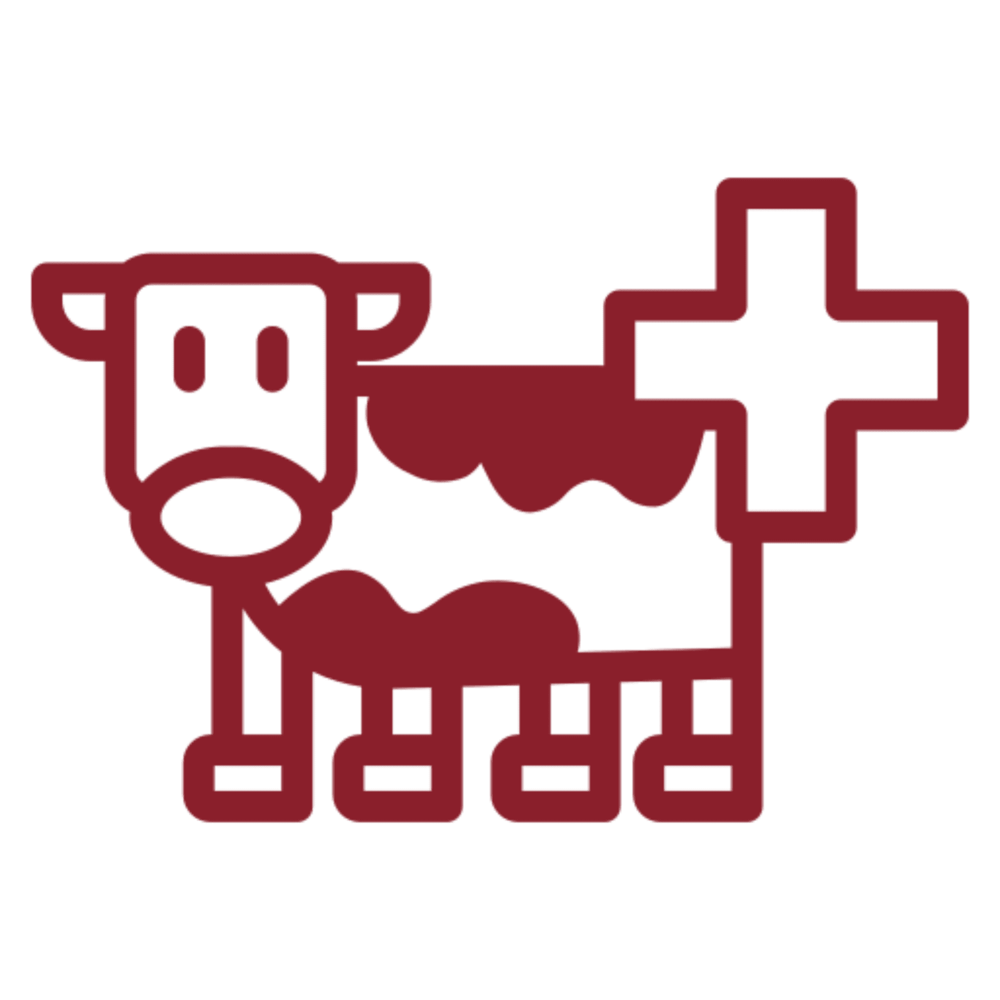 Veterinary symbol with cow and cross